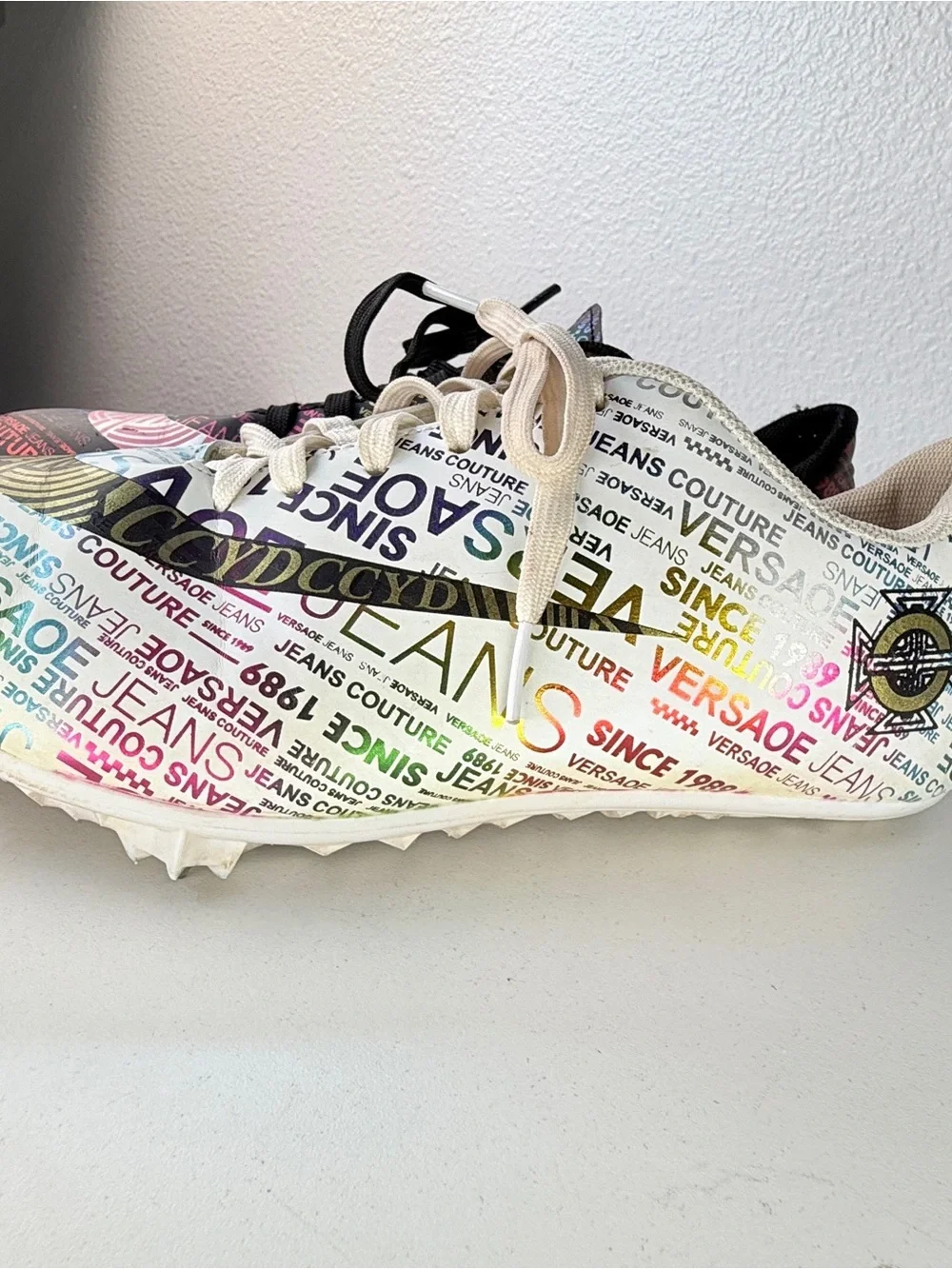 Versace Jeans Couture Logo Print Soccer Cleats Womens 7.5 EU 41 VERY RARE